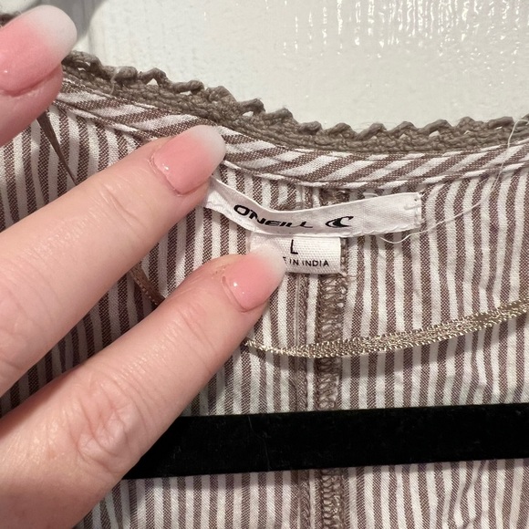 O’Neill V-Neck Stripe Crop Peplum Top Size L - Picture 5 of 5